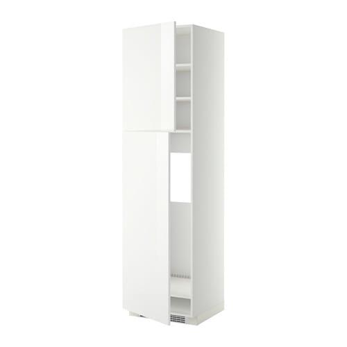 МЕТОД Высокий шкаф д/холодильника/2дверцы - белый, Рингульт глянцевый белый, 60x60x220 см