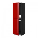 МЕТОД Высок шкаф д холодильн/мороз - 60x60x200 см, Рингульт глянцевый красный, под дерево черный