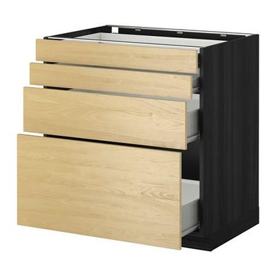 МЕТОД / ФОРВАРА Напольн шкаф 4 фронт панели/4 ящика - 80x60 см, Тингсрид под березу, под дерево черный МЕТОД / ФОРВАРА Напольн шкаф 4 фронт панели/4 ящика - 80x60 см, Тингсрид под березу, под дерево черный