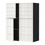 МЕТОД Навесной шкаф с полками/4дверцы - под дерево черный, Гэррестад белый МЕТОД Навесной шкаф с полками/4дверцы - под дерево черный, Гэррестад белый