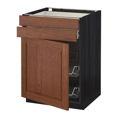 МЕТОД / ФОРВАРА Напольн шкаф/дверца/2ящ/првл крзн - 60x60 см, Филипстад коричневый, под дерево черный