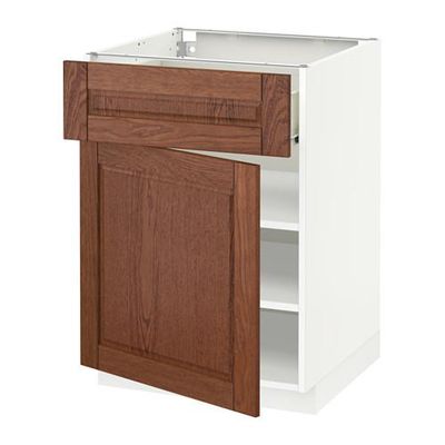 МЕТОД / ФОРВАРА Напольный шкаф с ящиком/дверью - 60x60 см, Филипстад коричневый, белый