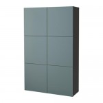 БЕСТО Комбинация для хранения с дверцами - черно-коричневый/Вальвикен серо-бирюзовый