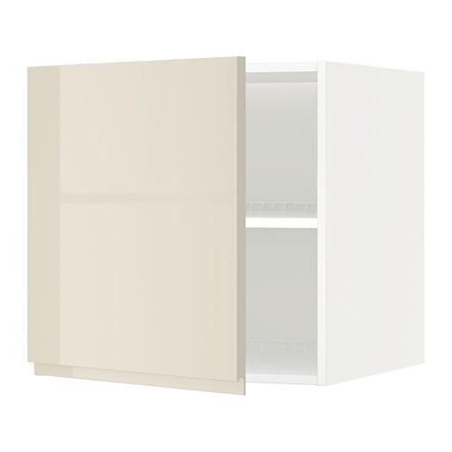 МЕТОД Верх шкаф на холодильн/морозильн - белый, Воксторп глянцевый светло-бежевый, 60x60 см