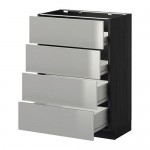 МЕТОД / ФОРВАРА Напольн шкаф 4 фронт панели/4 ящика - под дерево черный, Гревста нержавеющ сталь, 60x37 см МЕТОД / ФОРВАРА Напольн шкаф 4 фронт панели/4 ящика - под дерево черный, Гревста нержавеющ сталь, 60x37 см