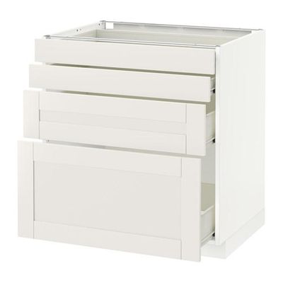 МЕТОД / ФОРВАРА Напольн шкаф 4 фронт панели/4 ящика - 80x60 см, Сэведаль белый, белый
