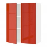 МЕТОД Навесной шкаф с полками/2дверцы - белый, Ерста глянцевый оранжевый, 80x100 см МЕТОД Навесной шкаф с полками/2дверцы - белый, Ерста глянцевый оранжевый, 80x100 см