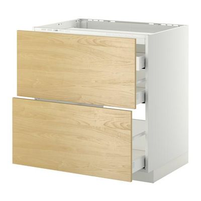МЕТОД / МАКСИМЕРА Напольн шкаф/2 фронт пнл/3 ящика - 80x60 см, Тингсрид под березу, белый МЕТОД / МАКСИМЕРА Напольн шкаф/2 фронт пнл/3 ящика - 80x60 см, Тингсрид под березу, белый