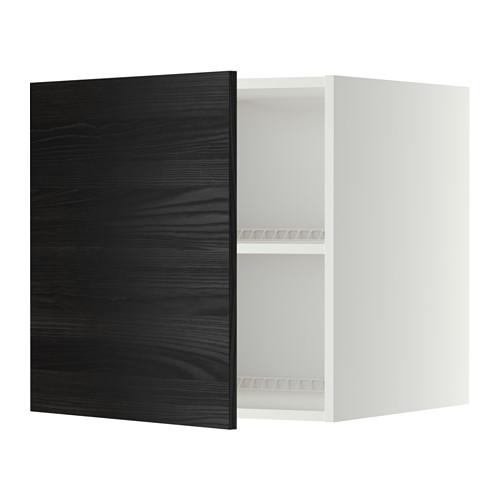 МЕТОД Верх шкаф на холодильн/морозильн - белый, Тингсрид под дерево черный, 60x60 см МЕТОД Верх шкаф на холодильн/морозильн - белый, Тингсрид под дерево черный, 60x60 см