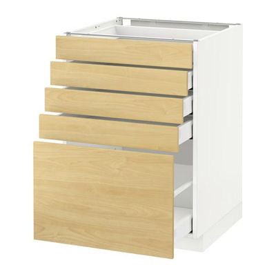 МЕТОД / МАКСИМЕРА Напольный шкаф с 5 ящиками - 60x60 см, Тингсрид под березу, белый МЕТОД / МАКСИМЕРА Напольный шкаф с 5 ящиками - 60x60 см, Тингсрид под березу, белый