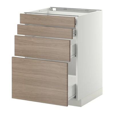 МЕТОД / ФОРВАРА Напольн шкаф 4 фронт панели/4 ящика - 60x60 см, Брокхульт под грецкий орех светло-серый, белый МЕТОД / ФОРВАРА Напольн шкаф 4 фронт панели/4 ящика - 60x60 см, Брокхульт под грецкий орех светло-серый, белый