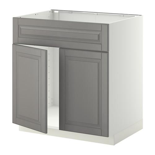 МЕТОД Напольн шкаф п-мойку 2 двр/фрн пнл - белый, Будбин серый