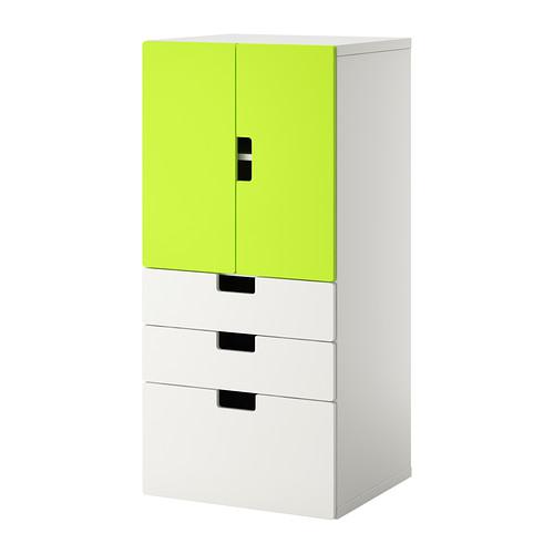 СТУВА Комб для хран с дверц/ящ - белый/зеленый