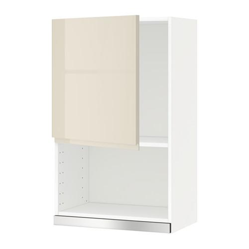 МЕТОД Навесной шкаф для СВЧ-печи - белый, Воксторп глянцевый светло-бежевый, 60x100 см