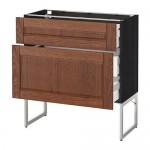 МЕТОД / МАКСИМЕРА Наполн шк 2 фрнт/3 средн ящ - под дерево черный, Филипстад коричневый, 80x37x60 см