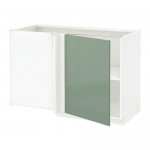 МЕТОД Угловой напольный шкаф с полкой - белый, Калларп глянцевый светло-зеленый