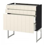 МЕТОД / ФОРВАРА Напольн шкаф 3фронт пнл/2низ/2ср ящ - 80x37x60 см, Хитарп белый с оттенком, под дерево черный МЕТОД / ФОРВАРА Напольн шкаф 3фронт пнл/2низ/2ср ящ - 80x37x60 см, Хитарп белый с оттенком, под дерево черный