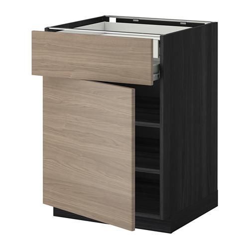 МЕТОД / ФОРВАРА Напольн шкаф двр/фр пнл/плк/2низ ящ - под дерево черный, Брокхульт под грецкий орех светло-серый, 60x60 см МЕТОД / ФОРВАРА Напольн шкаф двр/фр пнл/плк/2низ ящ - под дерево черный, Брокхульт под грецкий орех светло-серый, 60x60 см