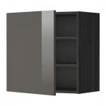 МЕТОД Шкаф навесной с полкой - 60x60 см, Рингульт глянцевый серый, под дерево черный МЕТОД Шкаф навесной с полкой - 60x60 см, Рингульт глянцевый серый, под дерево черный