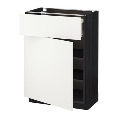 МЕТОД / ФОРВАРА Напольный шкаф с ящиком/дверью - 60x37 см, Хэггеби белый, под дерево черный