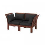 ÄPPLARÖ 2-местный модульный диван, садовый коричневая морилка/Холло черный