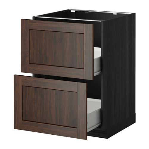 МЕТОД / ФОРВАРА Наполн шк 2 фрнт/2 средн ящ - под дерево черный, Эдсерум под дерево коричневый, 60x60 см