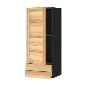 МЕТОД / МАКСИМЕРА Навесной шкаф с дверцей/2 ящика - под дерево черный, Торхэмн естественный ясень, 40x100 см