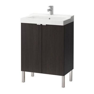 ЛИЛЛОНГЕН / ТЭЛЛЕВИКЕН Шкаф под раковину с 2 дверц - черно-коричневый ЛИЛЛОНГЕН / ТЭЛЛЕВИКЕН Шкаф под раковину с 2 дверц - черно-коричневый