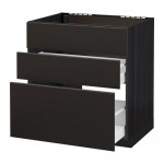 МЕТОД / МАКСИМЕРА Напольн шк п-мойку+3фрнт пнл/2ящ - под дерево черный, Кунгсбакка антрацит, 80x60 см МЕТОД / МАКСИМЕРА Напольн шк п-мойку+3фрнт пнл/2ящ - под дерево черный, Кунгсбакка антрацит, 80x60 см