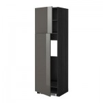 МЕТОД Высокий шкаф д/холодильника/2дверцы - 60x60x200 см, Рингульт глянцевый серый, под дерево черный МЕТОД Высокий шкаф д/холодильника/2дверцы - 60x60x200 см, Рингульт глянцевый серый, под дерево черный