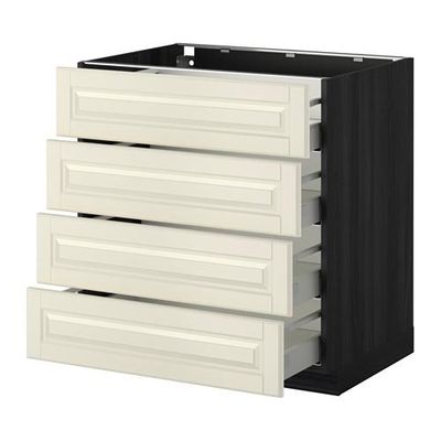 МЕТОД / МАКСИМЕРА Напольн шкаф 4 фронт панели/4 ящика - 80x60 см, Будбин белый с оттенком, под дерево черный МЕТОД / МАКСИМЕРА Напольн шкаф 4 фронт панели/4 ящика - 80x60 см, Будбин белый с оттенком, под дерево черный