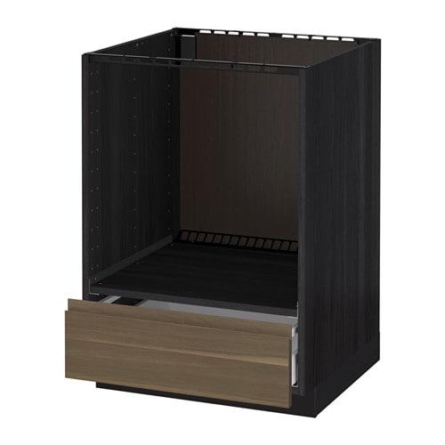 МЕТОД / МАКСИМЕРА Напольный шкаф д/духовки, с ящиком - под дерево черный, Воксторп под грецкий орех
