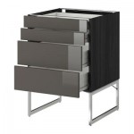 МЕТОД / ФОРВАРА Нплн шк 4 фронт/2 низк/2средн ящ - 60x60x60 см, Рингульт глянцевый серый, под дерево черный МЕТОД / ФОРВАРА Нплн шк 4 фронт/2 низк/2средн ящ - 60x60x60 см, Рингульт глянцевый серый, под дерево черный