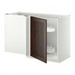 МЕТОД Угловой напол шкаф с выдвижн секц - белый, Эдсерум под дерево коричневый МЕТОД Угловой напол шкаф с выдвижн секц - белый, Эдсерум под дерево коричневый