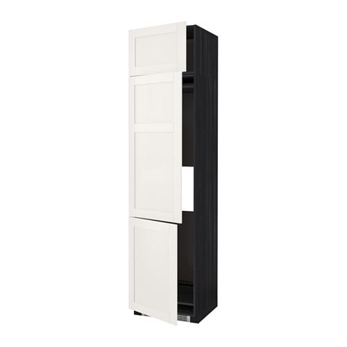 МЕТОД Выс шкаф для хол/мороз с 3 дверями - под дерево черный, Сэведаль белый, 60x60x240 см