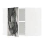 МЕТОД Угловой навесной шкаф с полками - белый, Кальвиа с печатным рисунком, 68x60 см