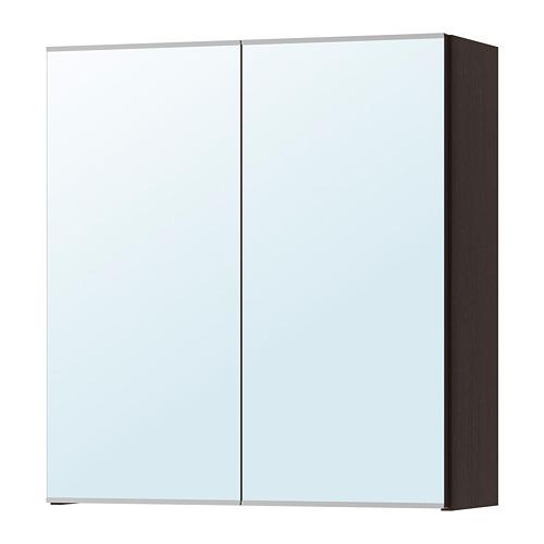 Una efectiva Preludio Pertenece Armario con espejo LILLÅNGEN con 2 puertas negro-marrón 60x21x64 cm  (002.051.72) - opiniones, precio, donde comprar