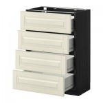 МЕТОД / ФОРВАРА Напольн шкаф 4 фронт панели/4 ящика - 60x37 см, Будбин белый с оттенком, под дерево черный МЕТОД / ФОРВАРА Напольн шкаф 4 фронт панели/4 ящика - 60x37 см, Будбин белый с оттенком, под дерево черный