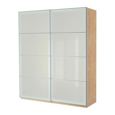 ПАКС Гардероб с раздвижными дверьми - матовое стекло, 200x44x236 см
