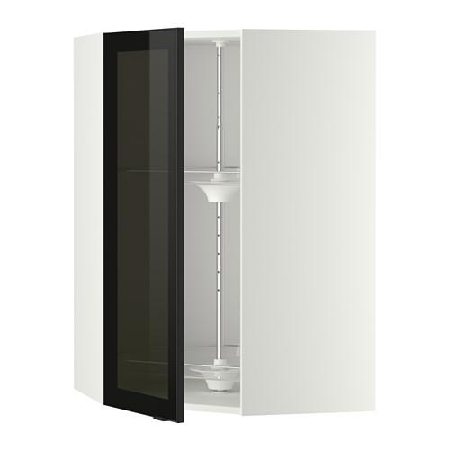 МЕТОД Углов навесн шк с врщ скц/сткл дв - белый, Ютис дымчатое стекло/черный, 68x100 см МЕТОД Углов навесн шк с врщ скц/сткл дв - белый, Ютис дымчатое стекло/черный, 68x100 см