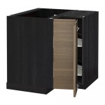 МЕТОД Угл напольн шкаф с вращающ секц - под дерево черный, Воксторп левосторонний/под грецкий орех МЕТОД Угл напольн шкаф с вращающ секц - под дерево черный, Воксторп левосторонний/под грецкий орех