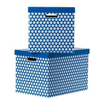ПИНГЛА Коробка с крышкой - синий, 56x37x36 см
