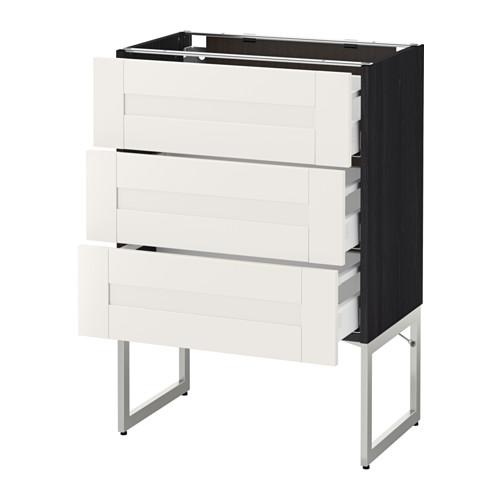 МЕТОД / МАКСИМЕРА Нплн шк 3 фрнт/3 средн ящика - под дерево черный, Сэведаль белый, 60x37x60 см