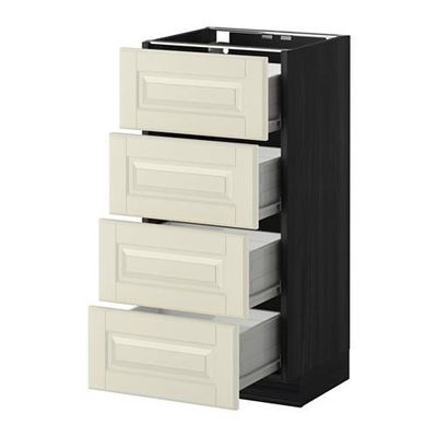 МЕТОД / ФОРВАРА Напольн шкаф 4 фронт панели/4 ящика - 40x37 см, Будбин белый с оттенком, под дерево черный МЕТОД / ФОРВАРА Напольн шкаф 4 фронт панели/4 ящика - 40x37 см, Будбин белый с оттенком, под дерево черный