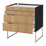 МЕТОД / МАКСИМЕРА Нплн шк 4 фронт/2 низк/2средн ящ - под дерево черный, Экестад дуб, 80x60x60 см
