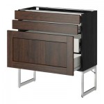 МЕТОД / ФОРВАРА Напольн шкаф 3фронт пнл/2низ/2ср ящ - 80x37x60 см, Эдсерум под дерево коричневый, под дерево черный МЕТОД / ФОРВАРА Напольн шкаф 3фронт пнл/2низ/2ср ящ - 80x37x60 см, Эдсерум под дерево коричневый, под дерево черный