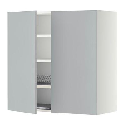 МЕТОД Навесной шкаф с посуд суш/2 дврц - 80x80 см, Веддинге серый, белый