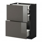 МЕТОД / ФОРВАРА Нплн шк 2фрнт/2низк/2 выс/2срдн ящ - под дерево черный, Рингульт глянцевый серый, 60x37 см МЕТОД / ФОРВАРА Нплн шк 2фрнт/2низк/2 выс/2срдн ящ - под дерево черный, Рингульт глянцевый серый, 60x37 см