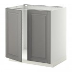 МЕТОД Напольн шкаф д раковины+2 двери - белый, Будбин серый, 80x60 см