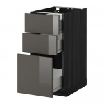 МЕТОД / ФОРВАРА Напольный шкаф с 3 ящиками - 40x60 см, Рингульт глянцевый серый, под дерево черный МЕТОД / ФОРВАРА Напольный шкаф с 3 ящиками - 40x60 см, Рингульт глянцевый серый, под дерево черный